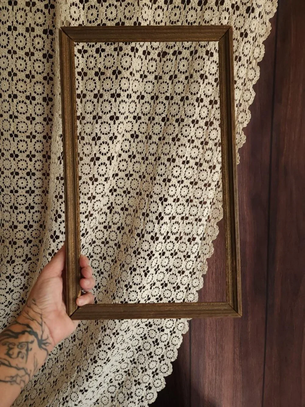 Vintage 1930s Frame, Wood with Faux Grain Rustic Wal Decor, 10x16 Inch
